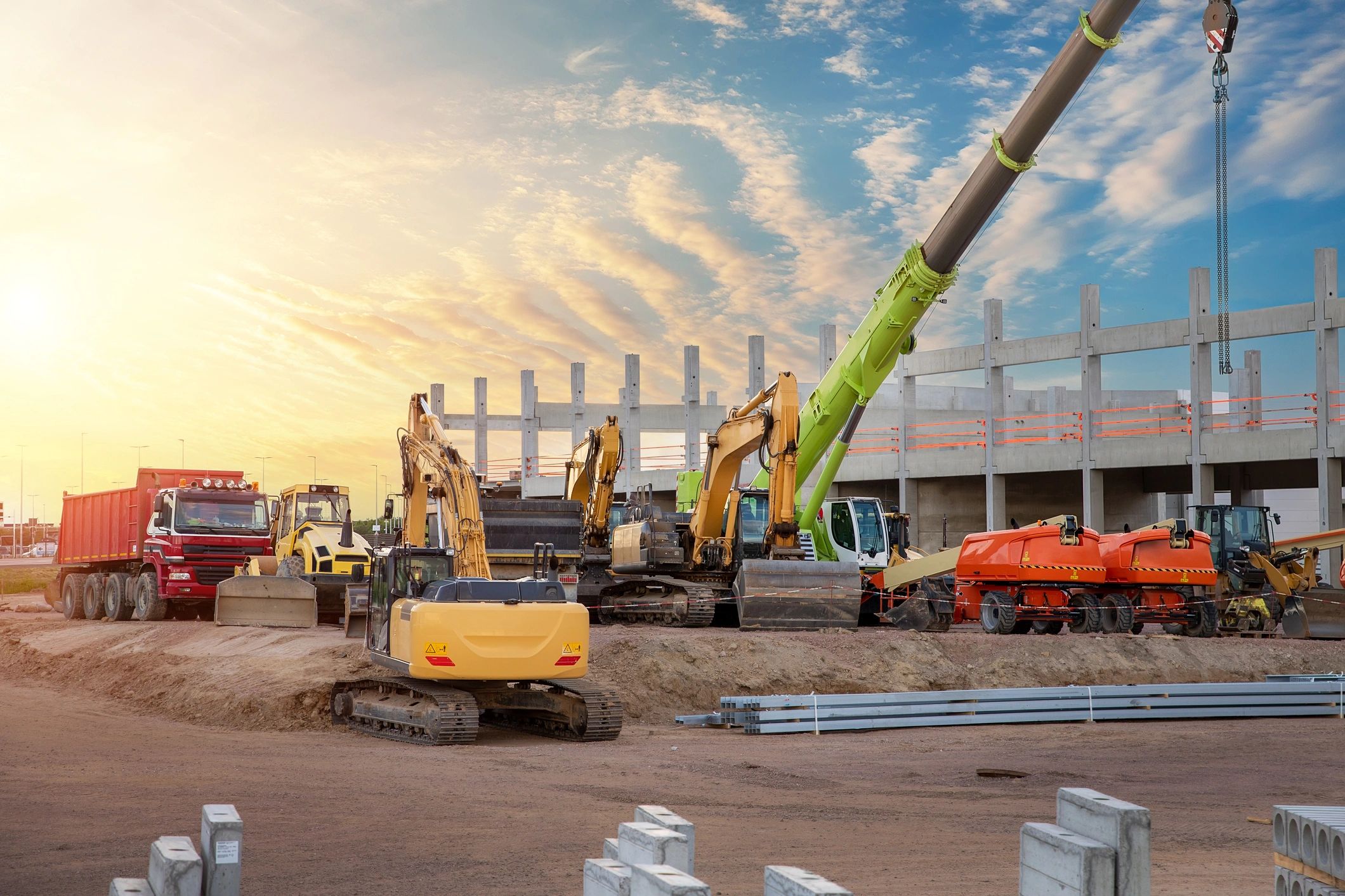 Construction site with workers